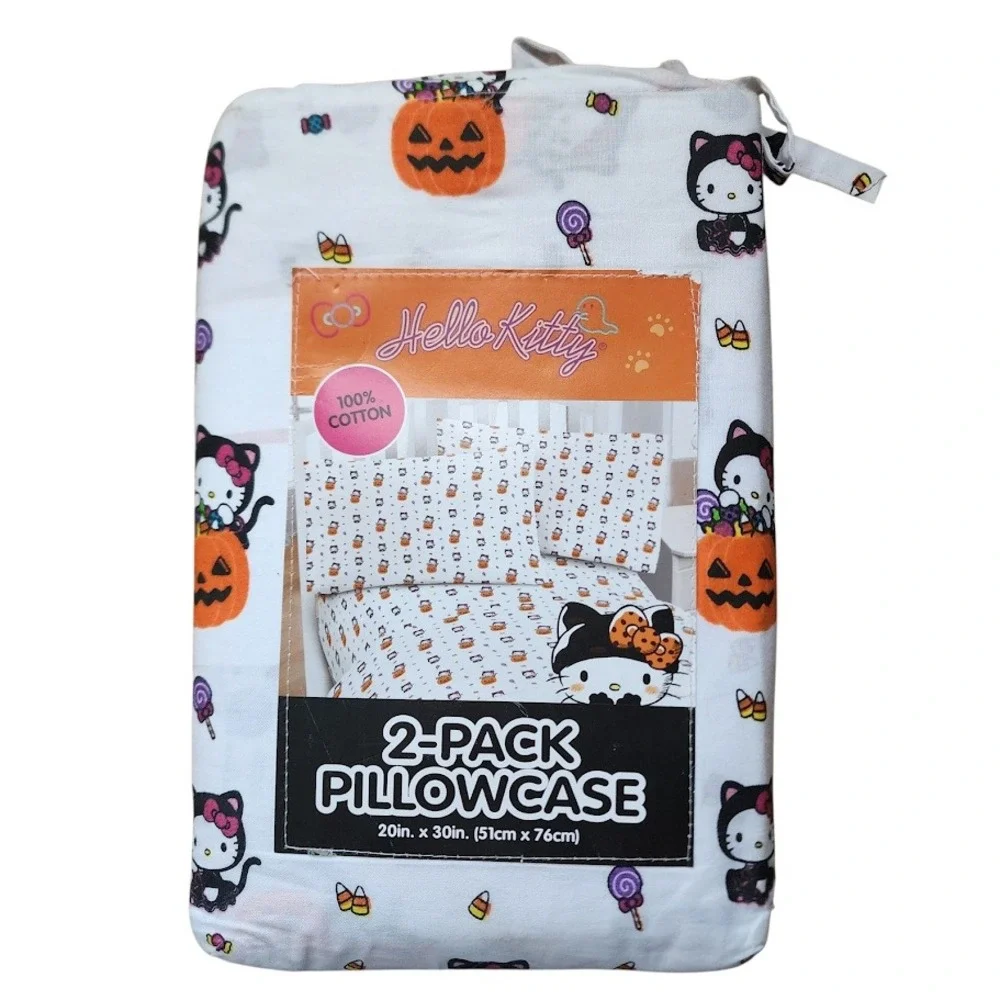 HELLO KITTY Sanrio Halloween‎ 2-Pack Pillowcases Trick or Treat Candy white NEW